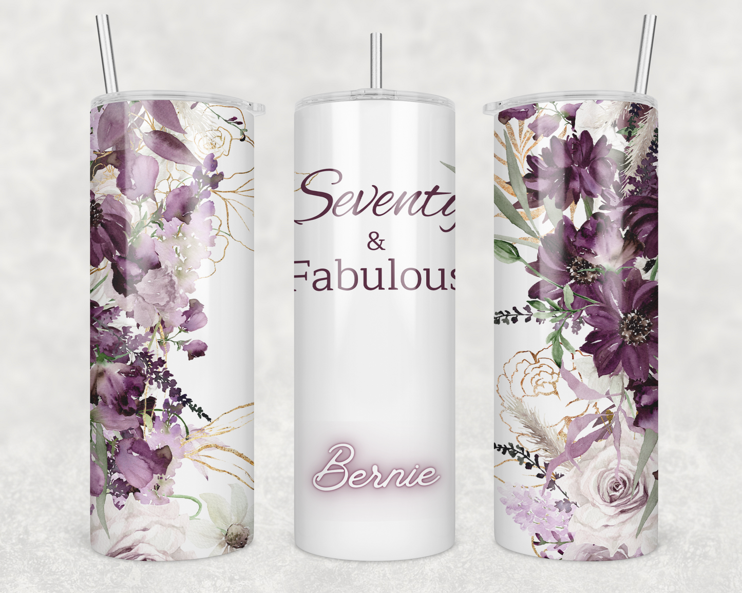 Custom Purple Flowers Tumbler