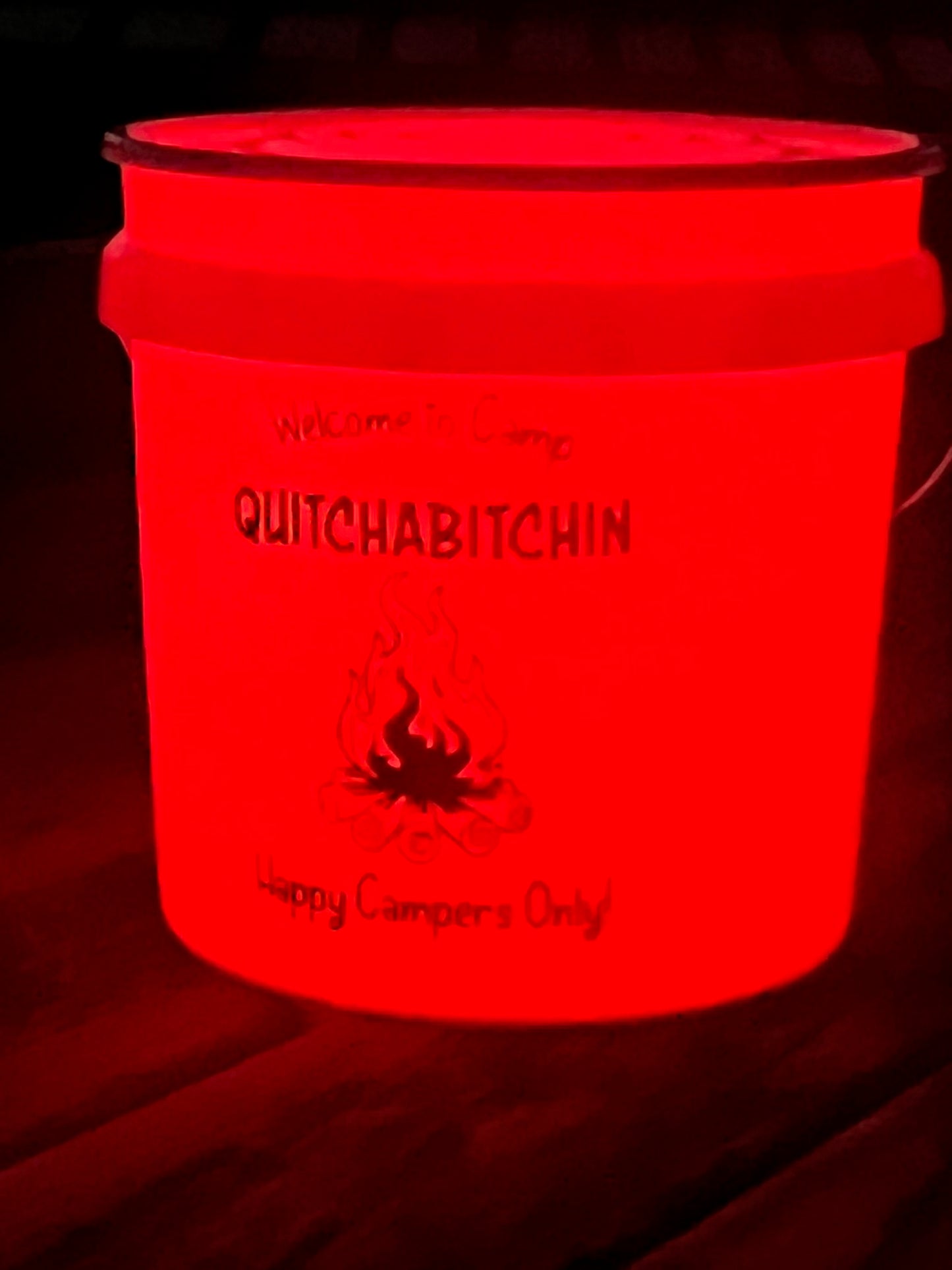 2 Gallon Camp Bucket with remote LED light - Welcome to Camp Quitchabitchin